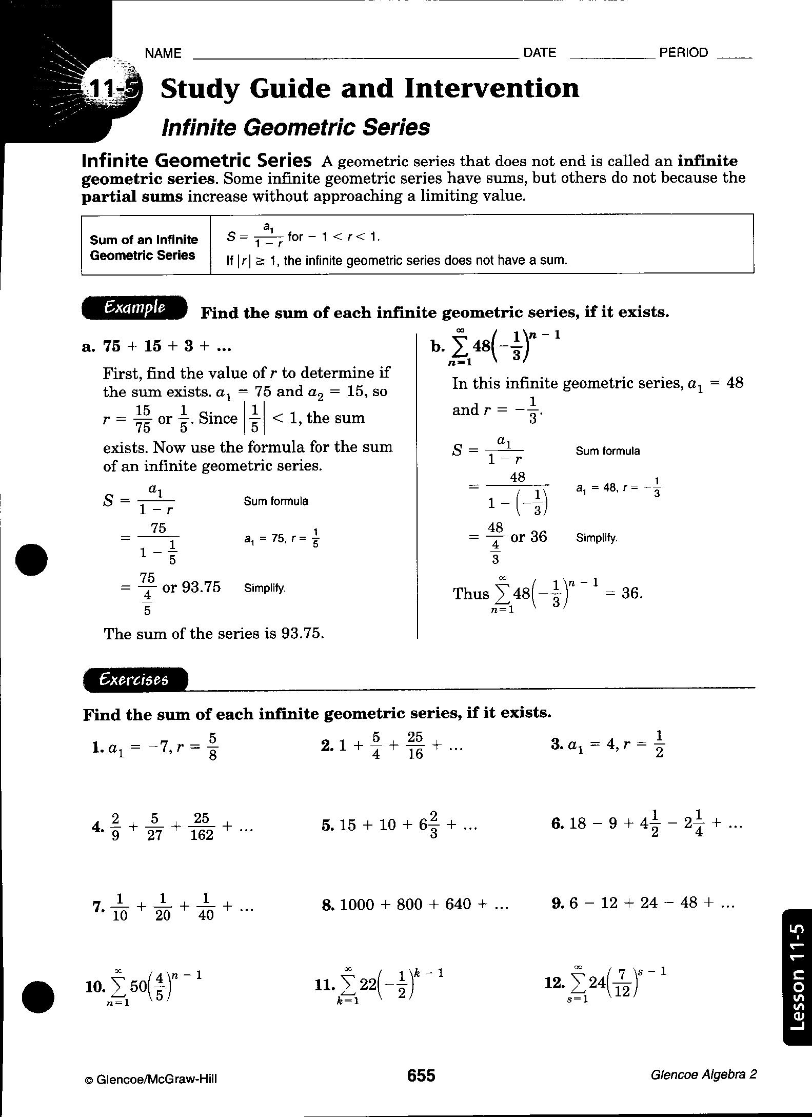 221 21 study guide and intervention geometric mean answers Intended For Geometric Sequences Worksheet Answers