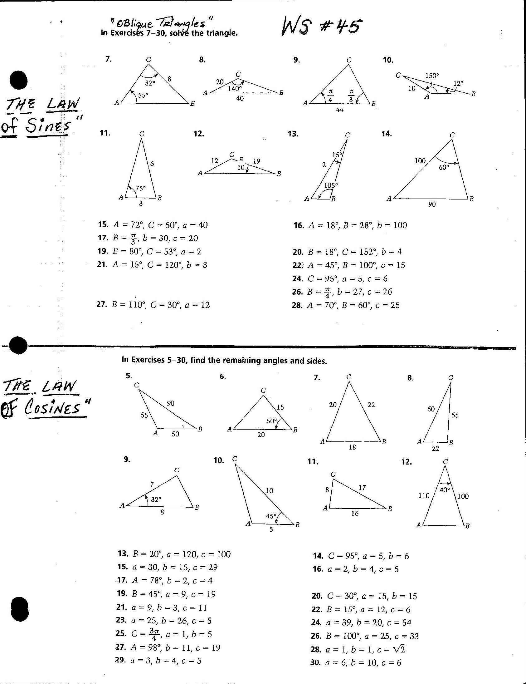  8 5 Practice Law Of Sines Form G Answer Key 